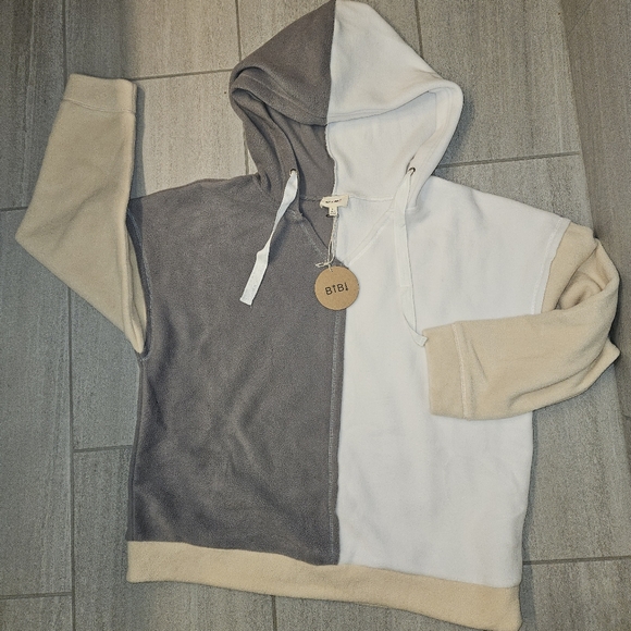 NWT Bibi fleece color block hoodie size large - Picture 3 of 9